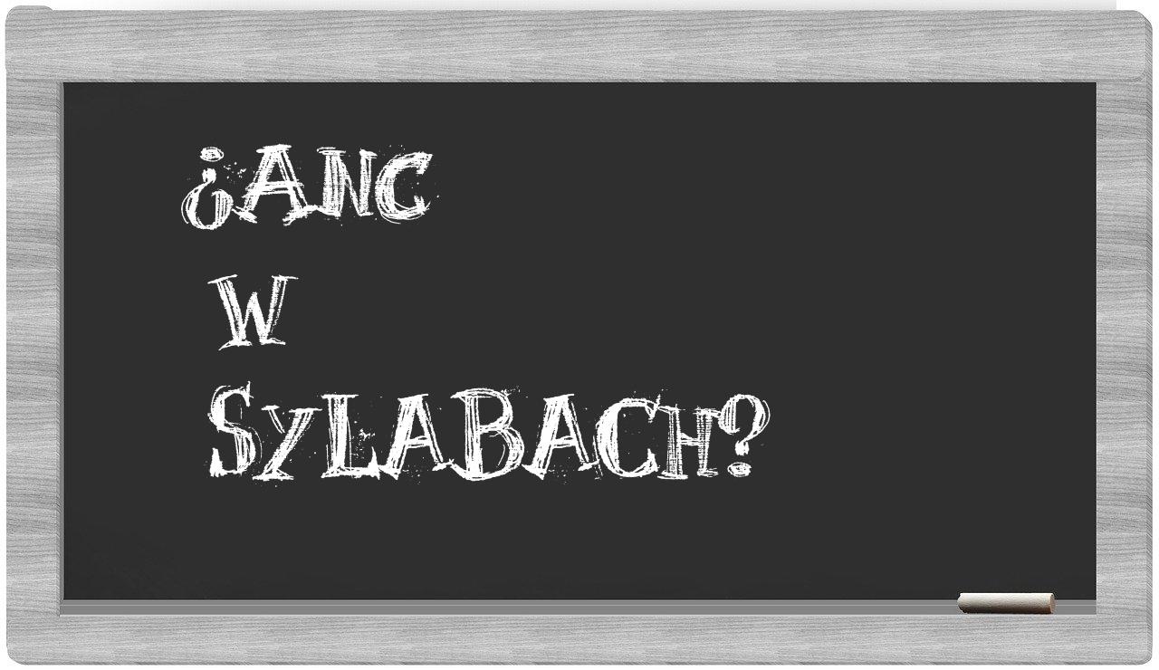 ¿ANC en sílabas?