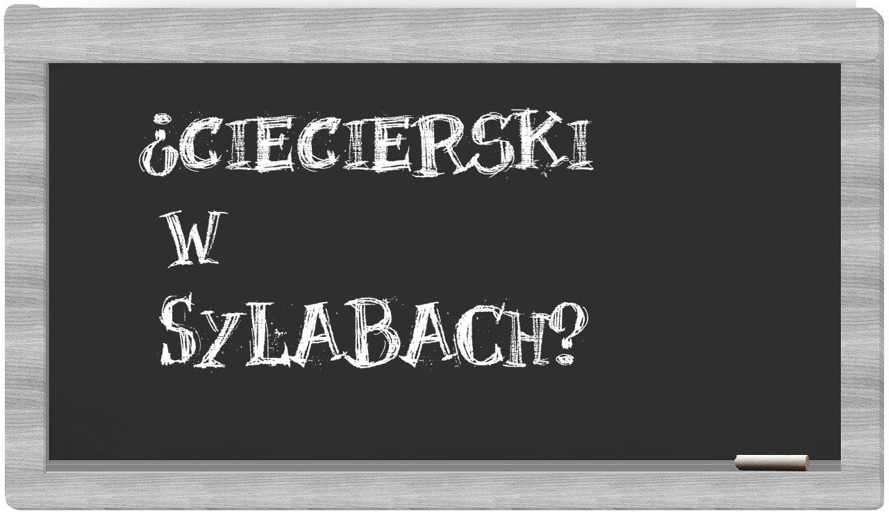 ¿Ciecierski en sílabas?