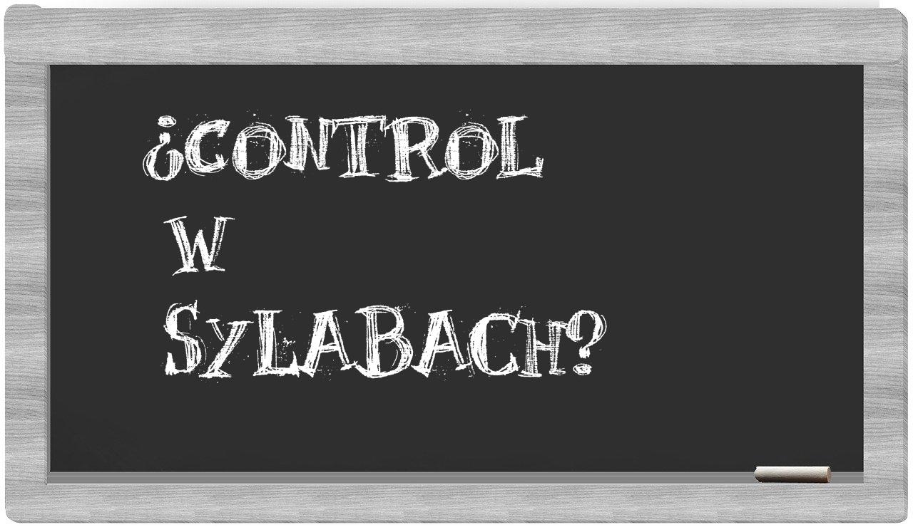 ¿Control en sílabas?