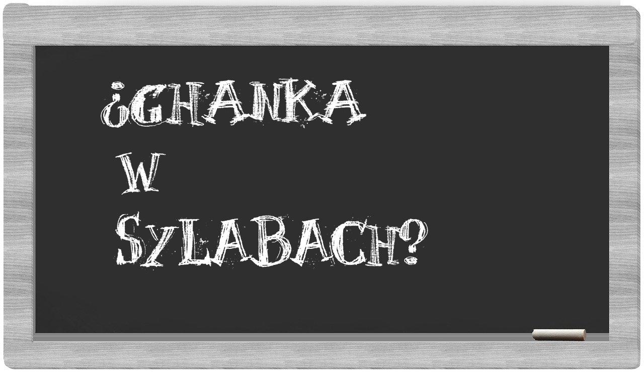 ¿Ghanka en sílabas?