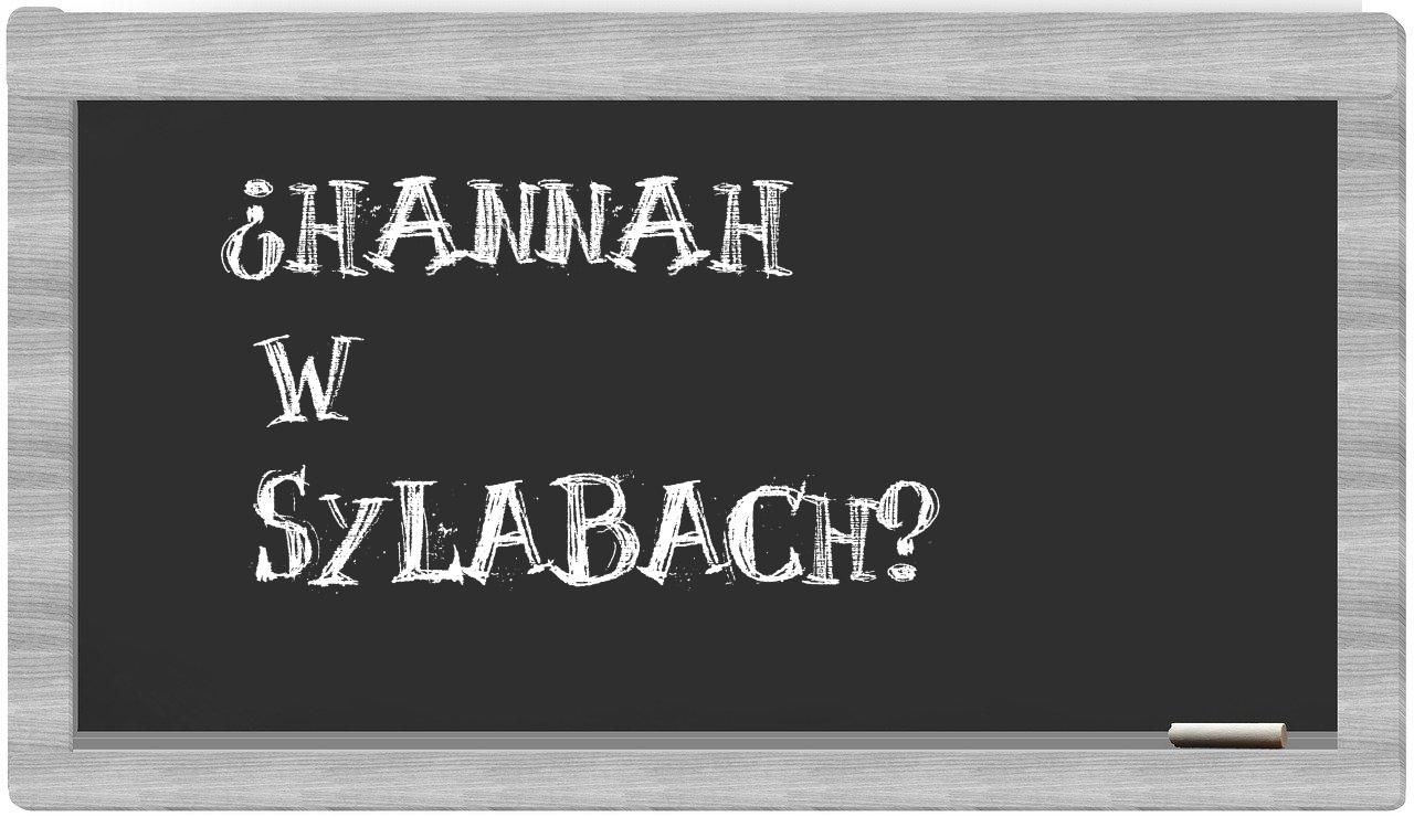 ¿Hannah en sílabas?