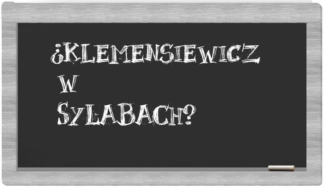 ¿Klemensiewicz en sílabas?