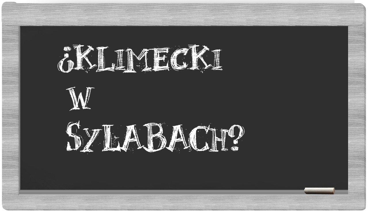 ¿Klimecki en sílabas?