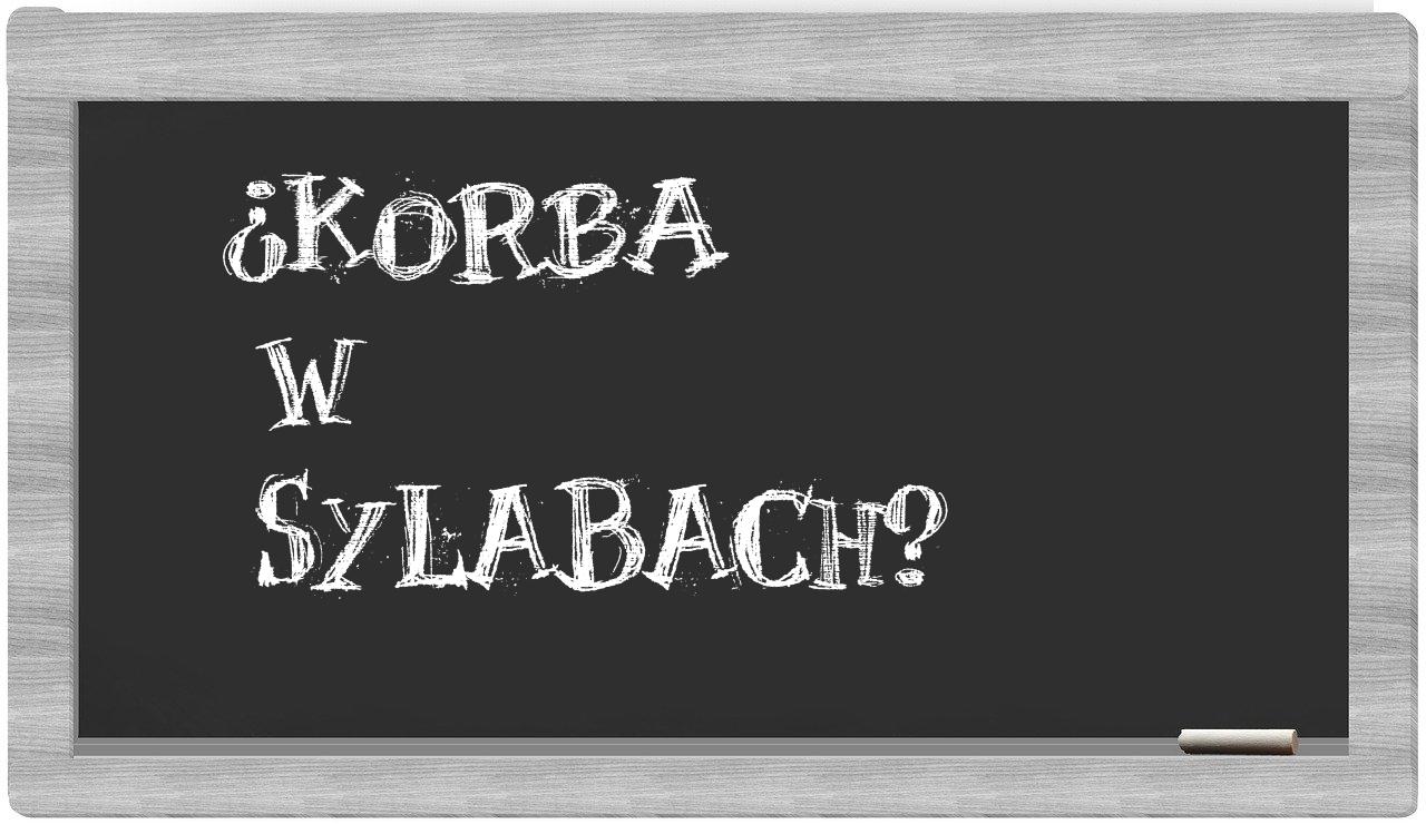 ¿Korba en sílabas?