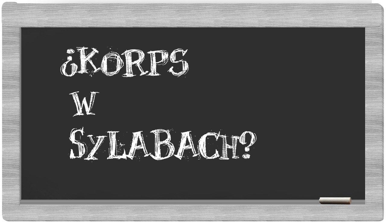 ¿Korps en sílabas?