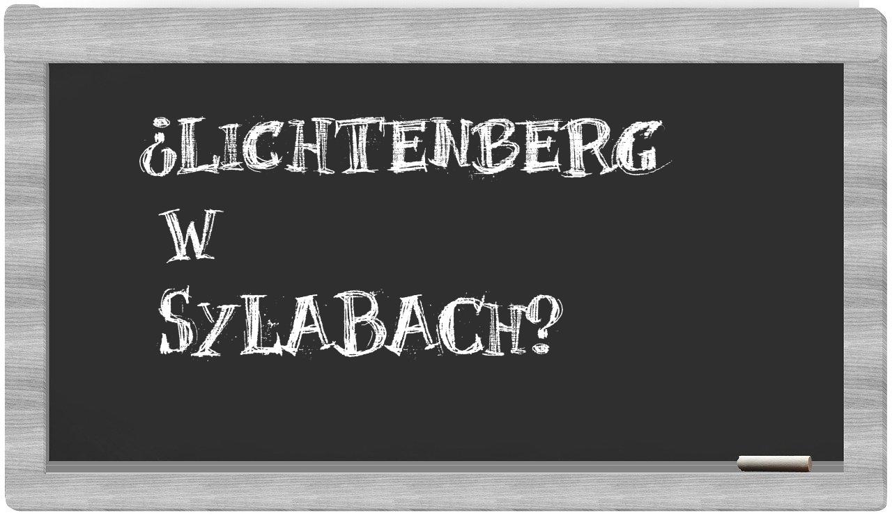 ¿Lichtenberg en sílabas?