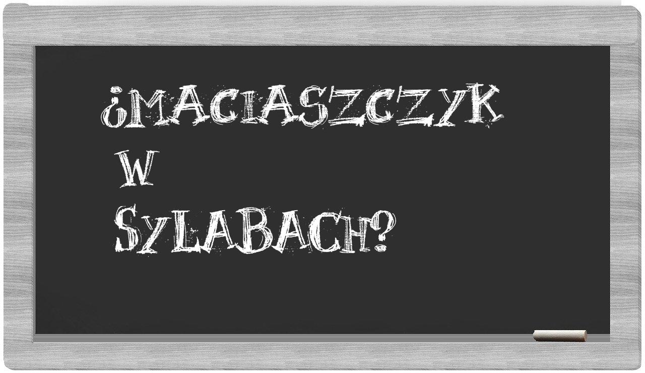 ¿Maciaszczyk en sílabas?