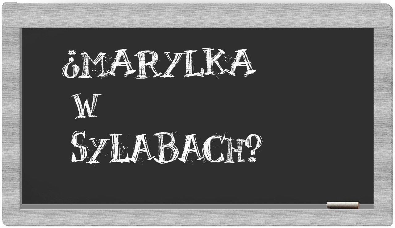 ¿Marylka en sílabas?