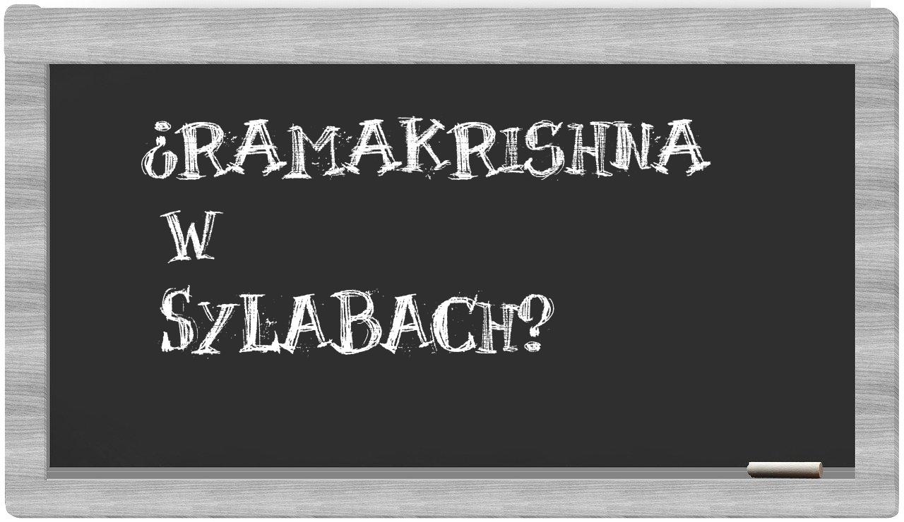 ¿Ramakrishna en sílabas?