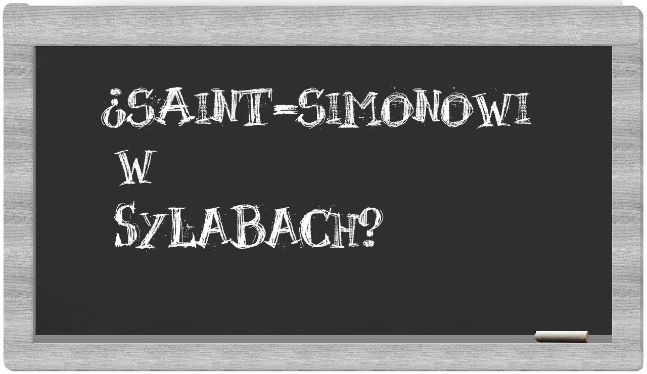¿Saint-Simonowi en sílabas?