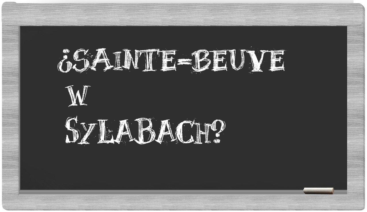 ¿Sainte-Beuve en sílabas?