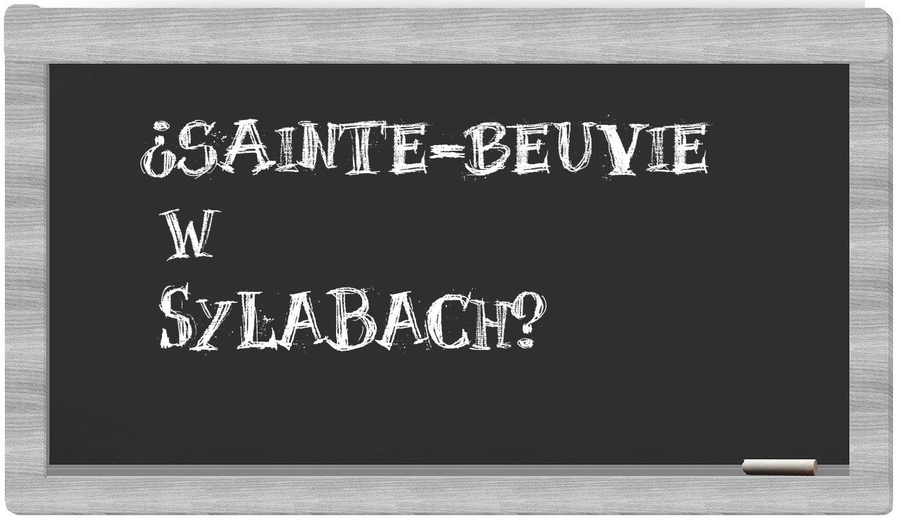 ¿Sainte-Beuvie en sílabas?