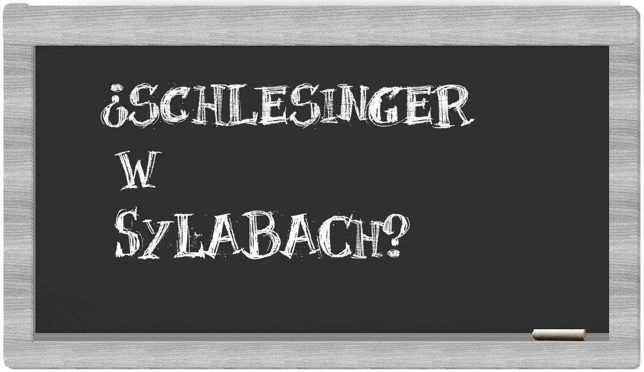 ¿Schlesinger en sílabas?