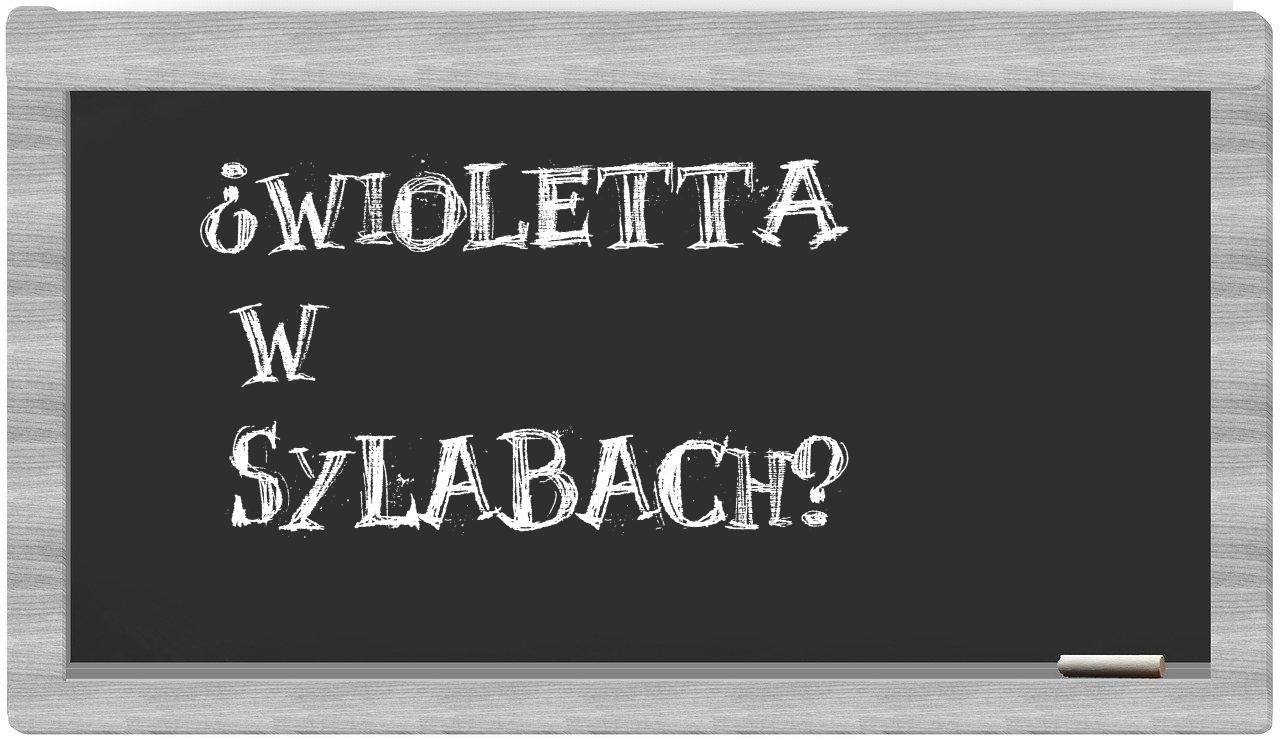 ¿Wioletta en sílabas?