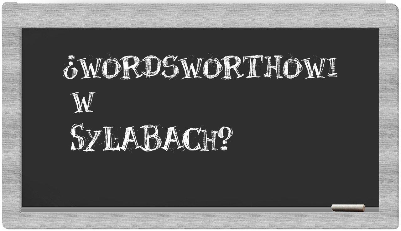 Wordsworthowi in syllables