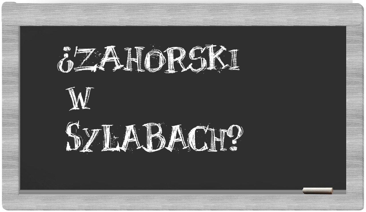 ¿Zahorski en sílabas?